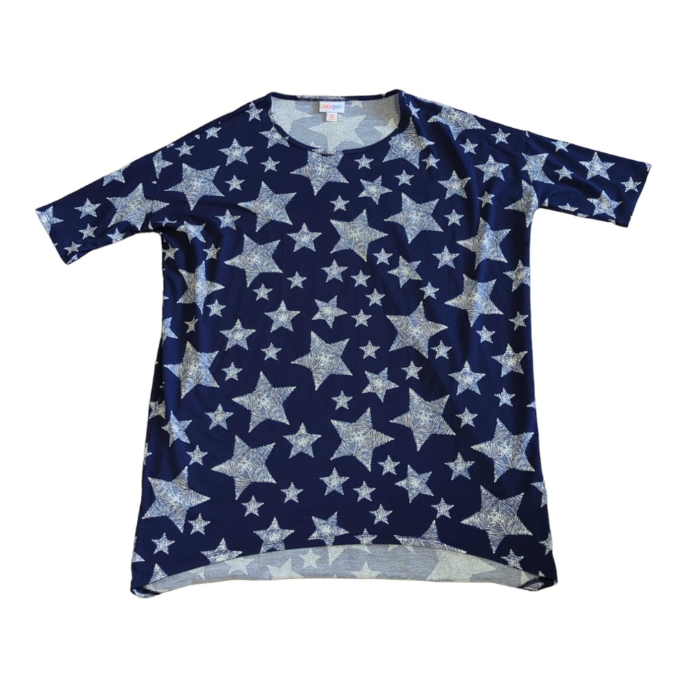 Lularoe Irma Tunic Shirt Stars Blue White Women's XS